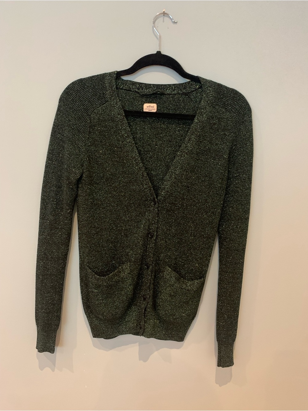 Wilfred Dark Green V-Neck Button Cardigan